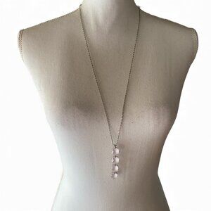 NWT Mariana Pink White Cushion Cut Crystal Pendant Necklace Silver Tone whimsy